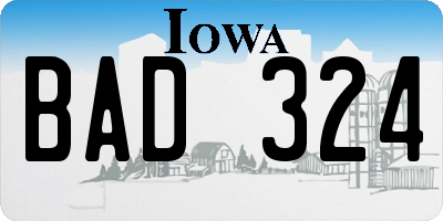 IA license plate BAD324