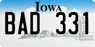 IA license plate BAD331