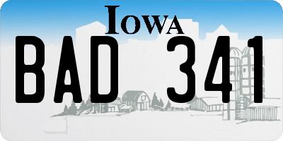 IA license plate BAD341