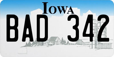 IA license plate BAD342