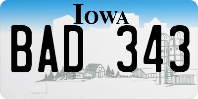 IA license plate BAD343