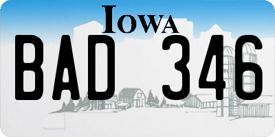 IA license plate BAD346