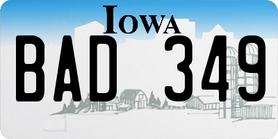 IA license plate BAD349