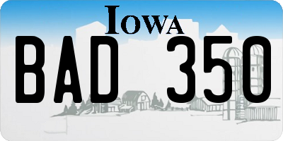 IA license plate BAD350