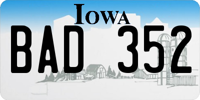 IA license plate BAD352