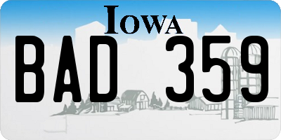 IA license plate BAD359
