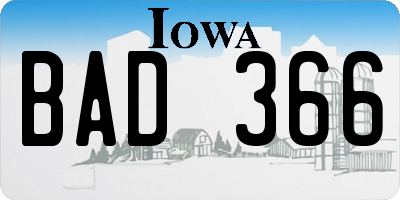 IA license plate BAD366