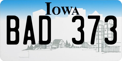 IA license plate BAD373