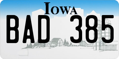IA license plate BAD385