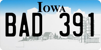 IA license plate BAD391