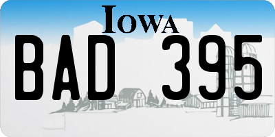 IA license plate BAD395