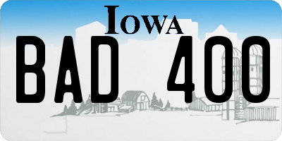 IA license plate BAD400