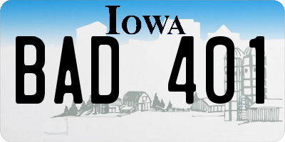 IA license plate BAD401