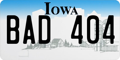 IA license plate BAD404