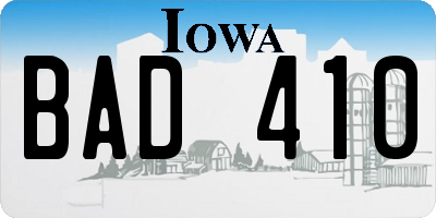 IA license plate BAD410