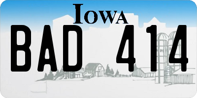 IA license plate BAD414