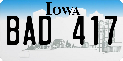 IA license plate BAD417