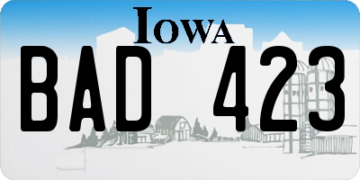 IA license plate BAD423