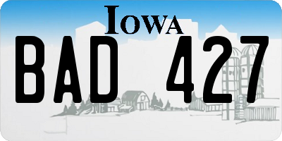IA license plate BAD427