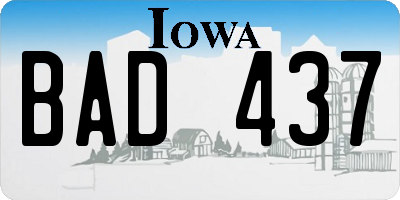 IA license plate BAD437