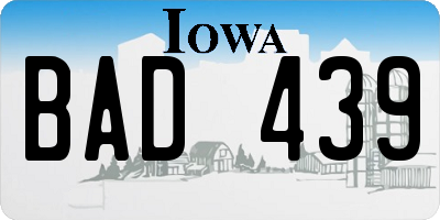 IA license plate BAD439