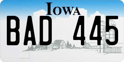 IA license plate BAD445