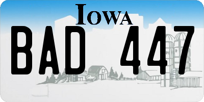 IA license plate BAD447