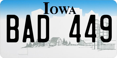 IA license plate BAD449