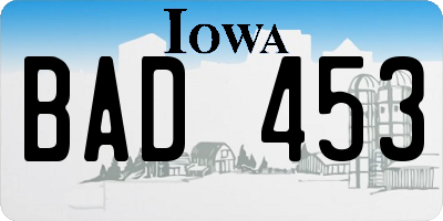 IA license plate BAD453
