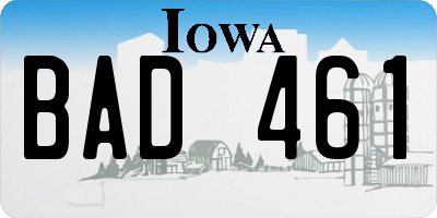 IA license plate BAD461