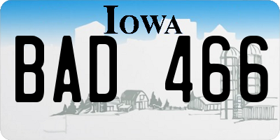 IA license plate BAD466