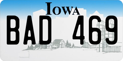 IA license plate BAD469