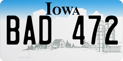 IA license plate BAD472