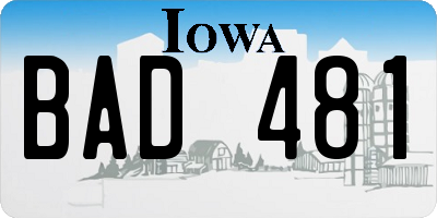IA license plate BAD481