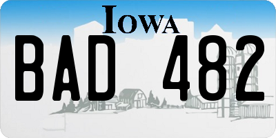 IA license plate BAD482