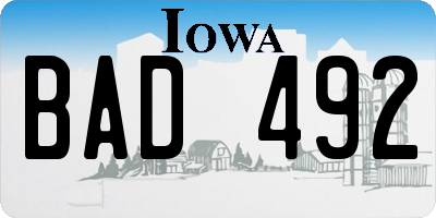 IA license plate BAD492