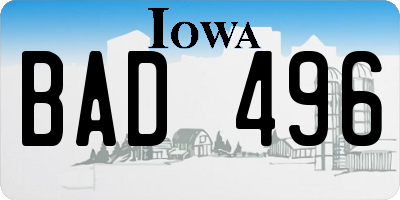 IA license plate BAD496