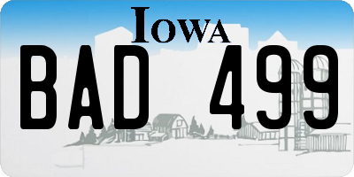IA license plate BAD499