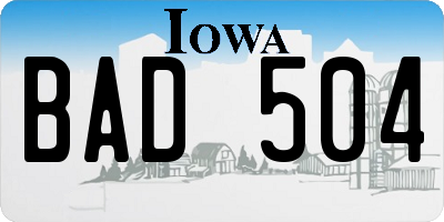 IA license plate BAD504