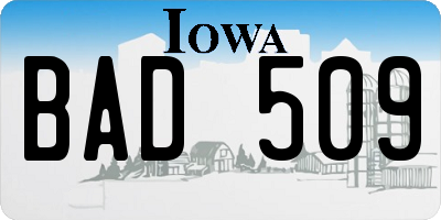 IA license plate BAD509