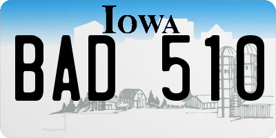 IA license plate BAD510