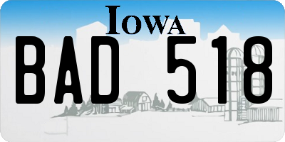 IA license plate BAD518