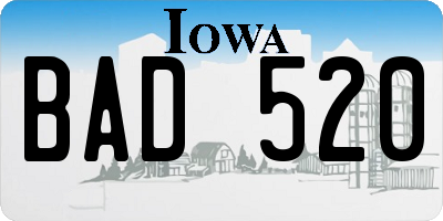 IA license plate BAD520