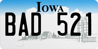IA license plate BAD521