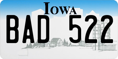 IA license plate BAD522