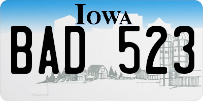 IA license plate BAD523