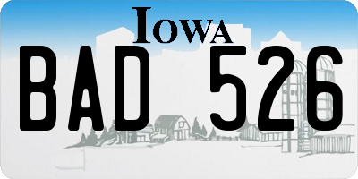 IA license plate BAD526