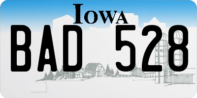 IA license plate BAD528