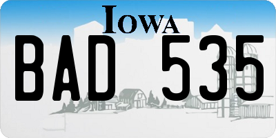IA license plate BAD535