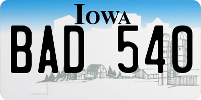 IA license plate BAD540